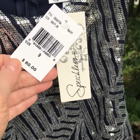 NWT Speechless Navy Sleeveless Dress Sequin Bodice - Picture 8 of 14